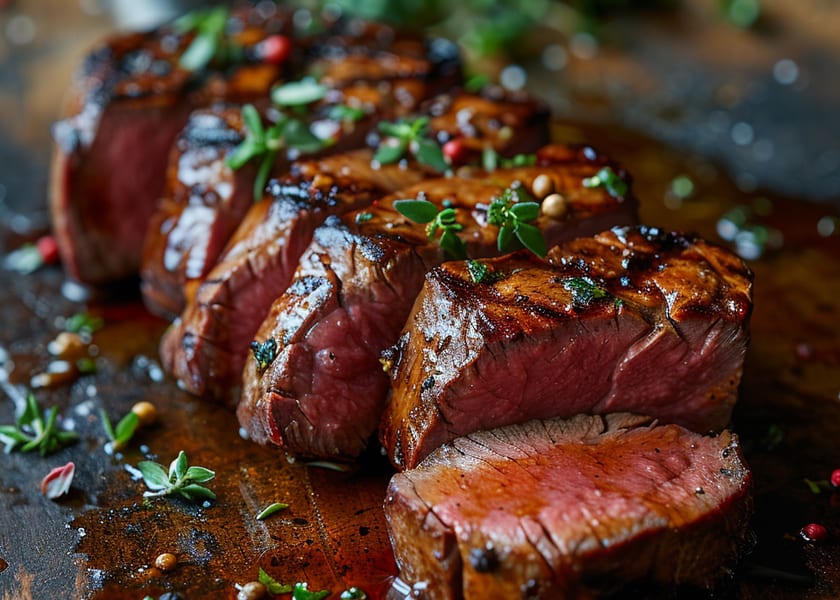 Hirschrücken Sous Vide - gebratene Scheiben